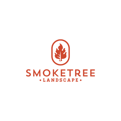 Logo for Smoketree Landscape featuring a red tree within a rounded rectangle and the words 'SMOKETREE LANDSCAPE' underneath.