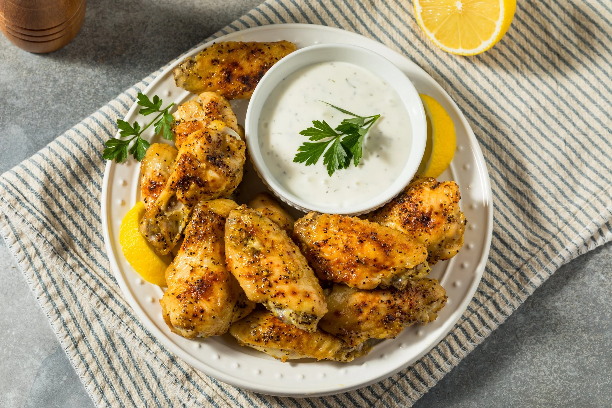 Crispy Italian Lemon Pepper Chicken Wings 