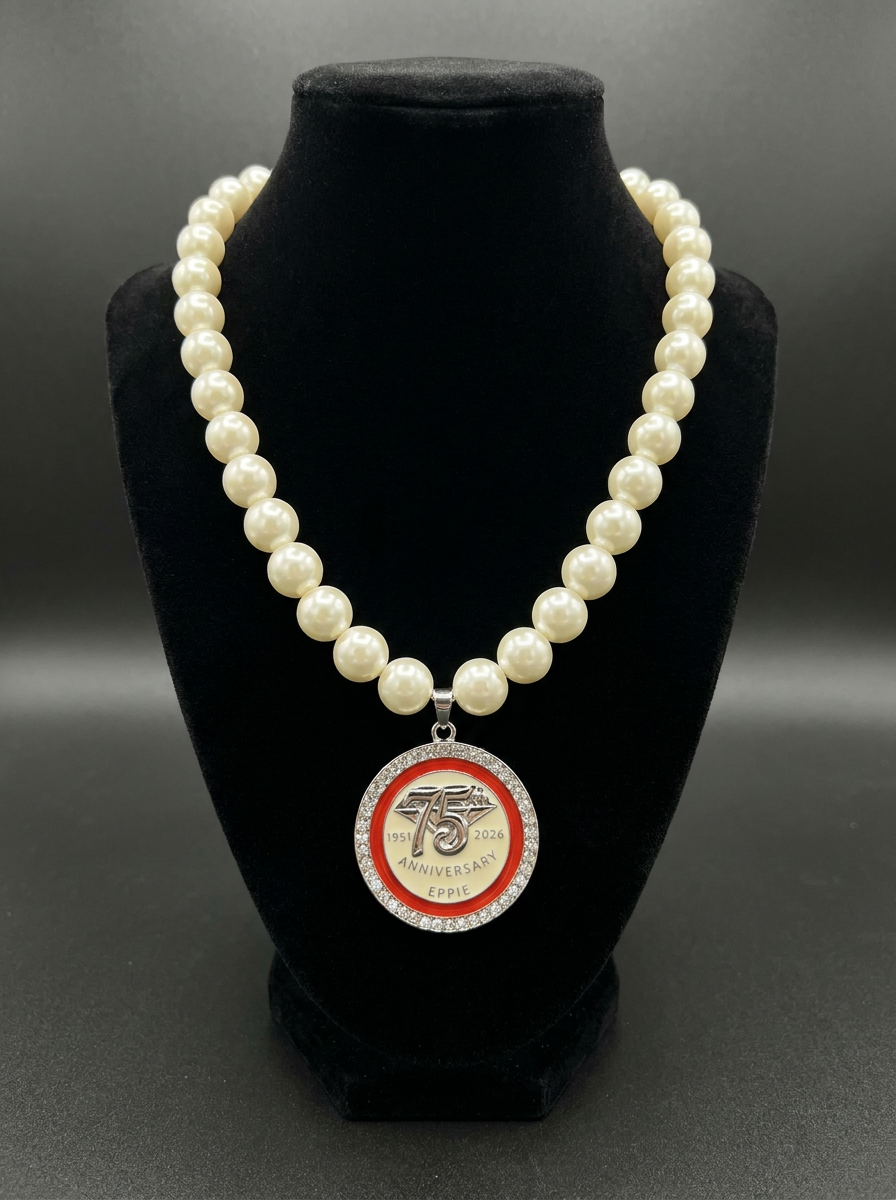 75th Anniversary Pendent Pearl Necklace - $100