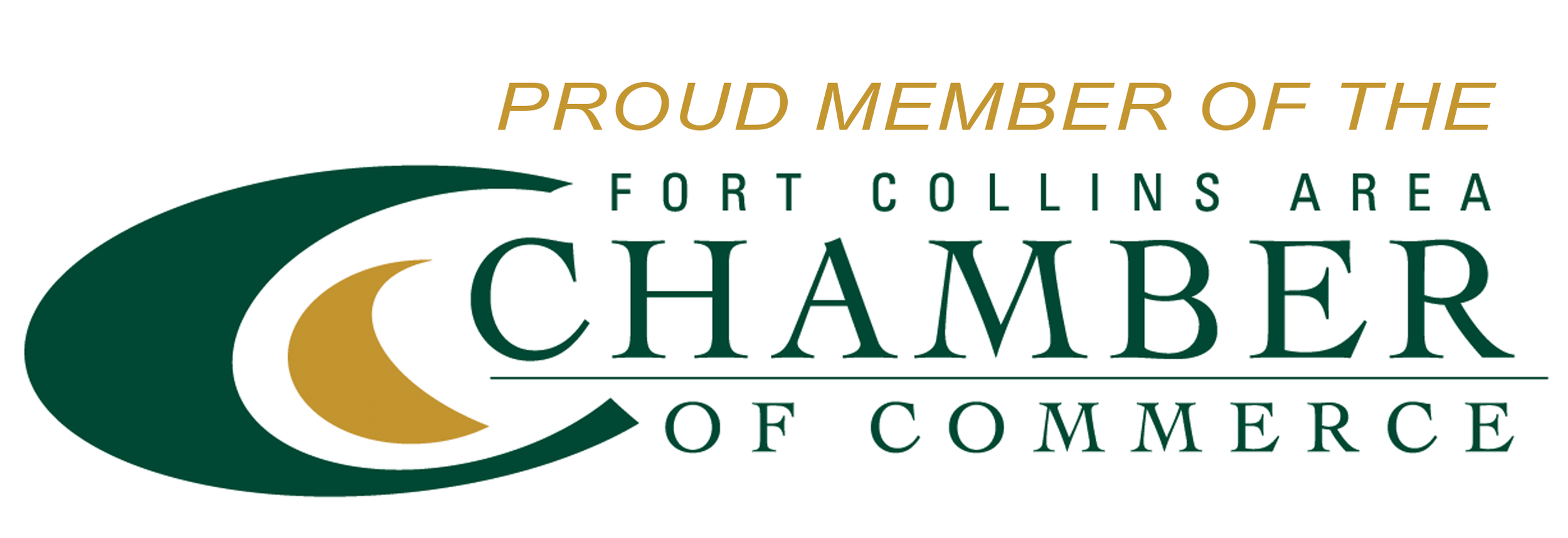 Chamber of Commerce logo with green and gold designating Fort Collins area membership.