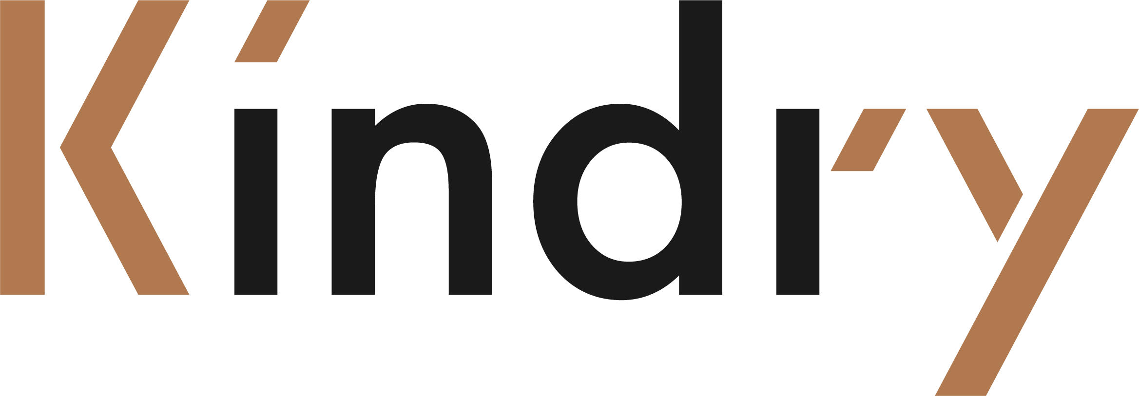 Graphic with the word 'Kindly' in black letters and decorative brown lines on a black background.