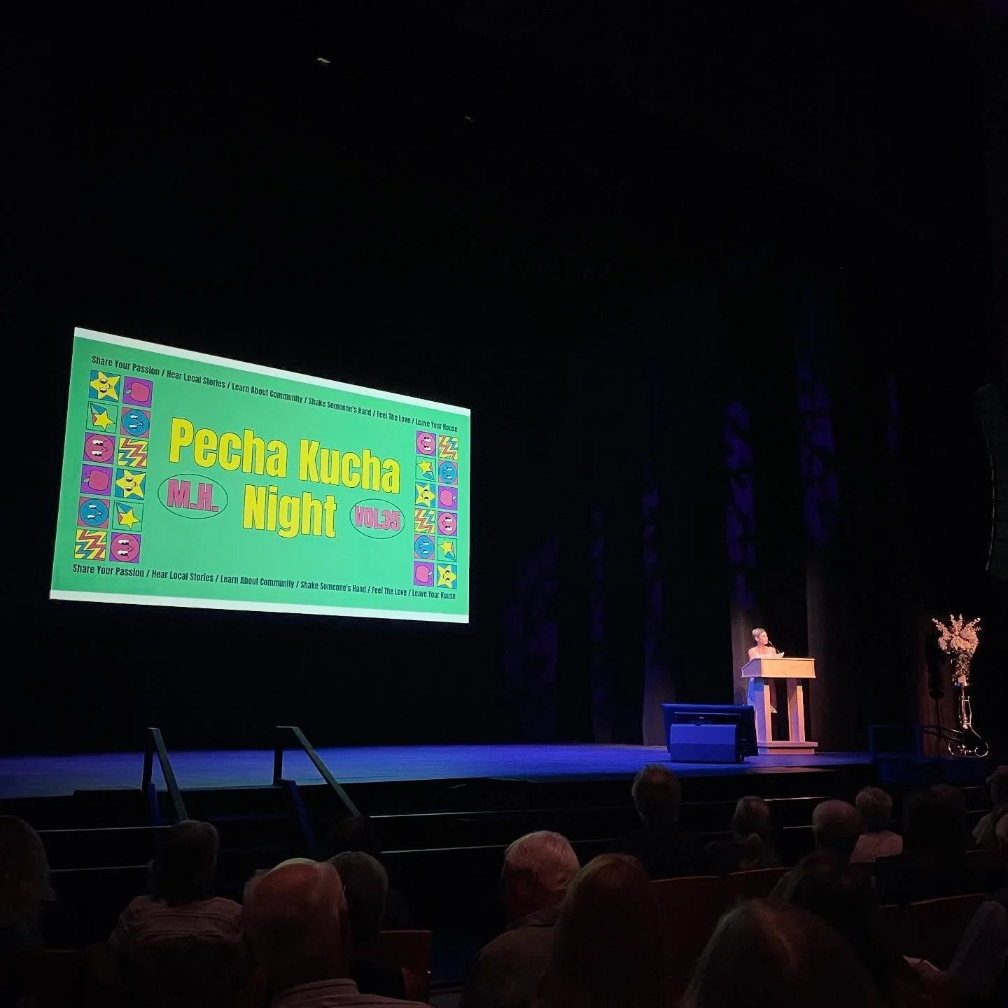 This evening was the 35th Pecha Kucha. There was a diverse and interesting roster of speakers as always. There is such a feeling of positivity at these events and they are a great opportunity to not only connect with other members of the community bu