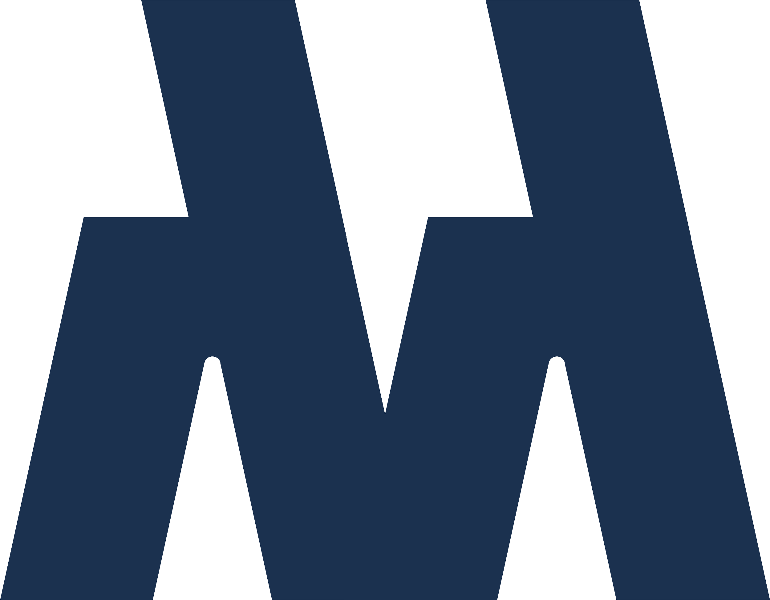Large dark blue stylized letter W on a transparent background.