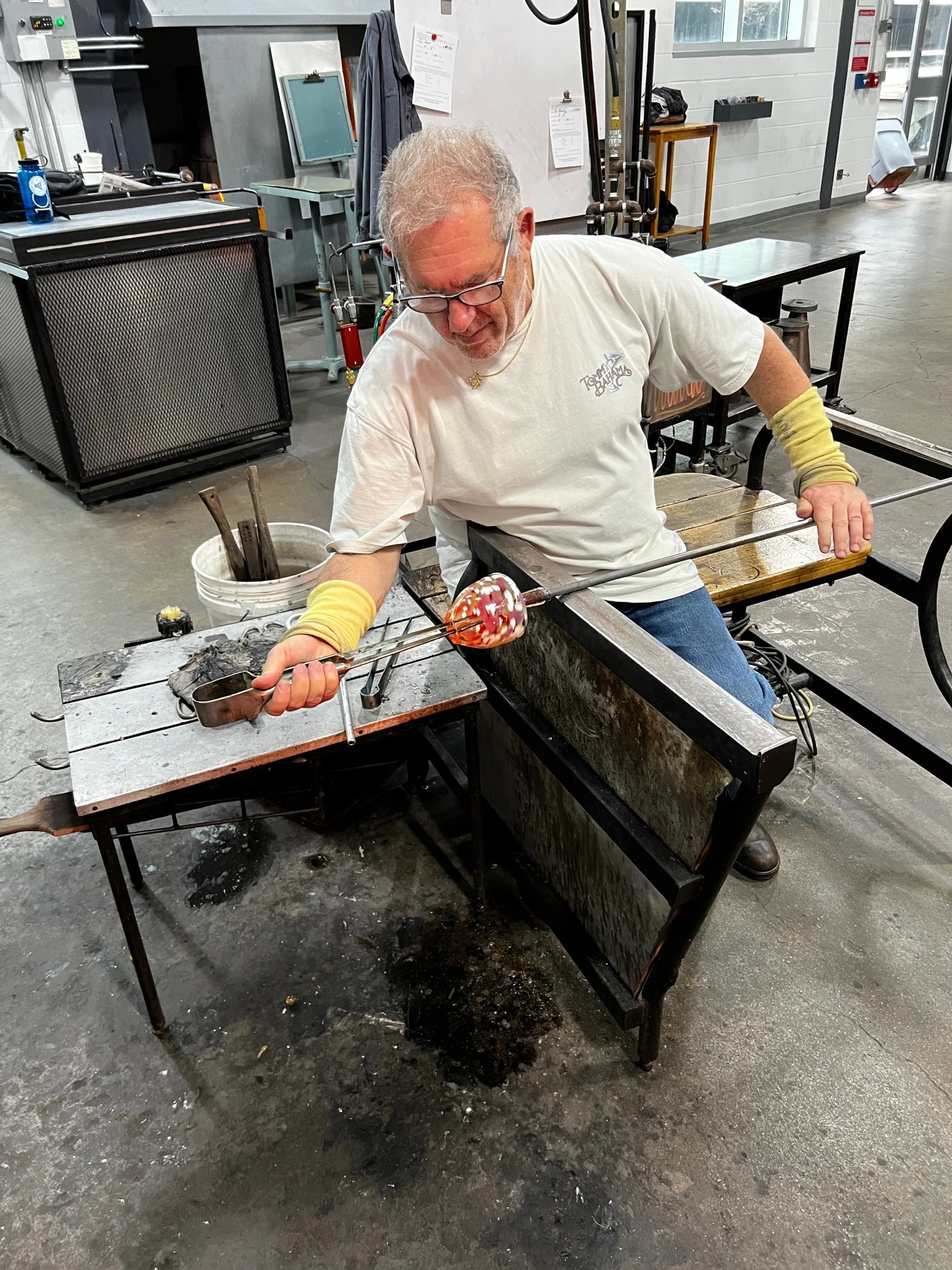 Ira Loux (Glass Wonky) lives in Ocean View, Delaware, and is retired from a career in automotive consulting. He began blowing glass two years ago and now creates his work at the Studio in the Corning Museum of Glass.

He enjoys crafting “functional a
