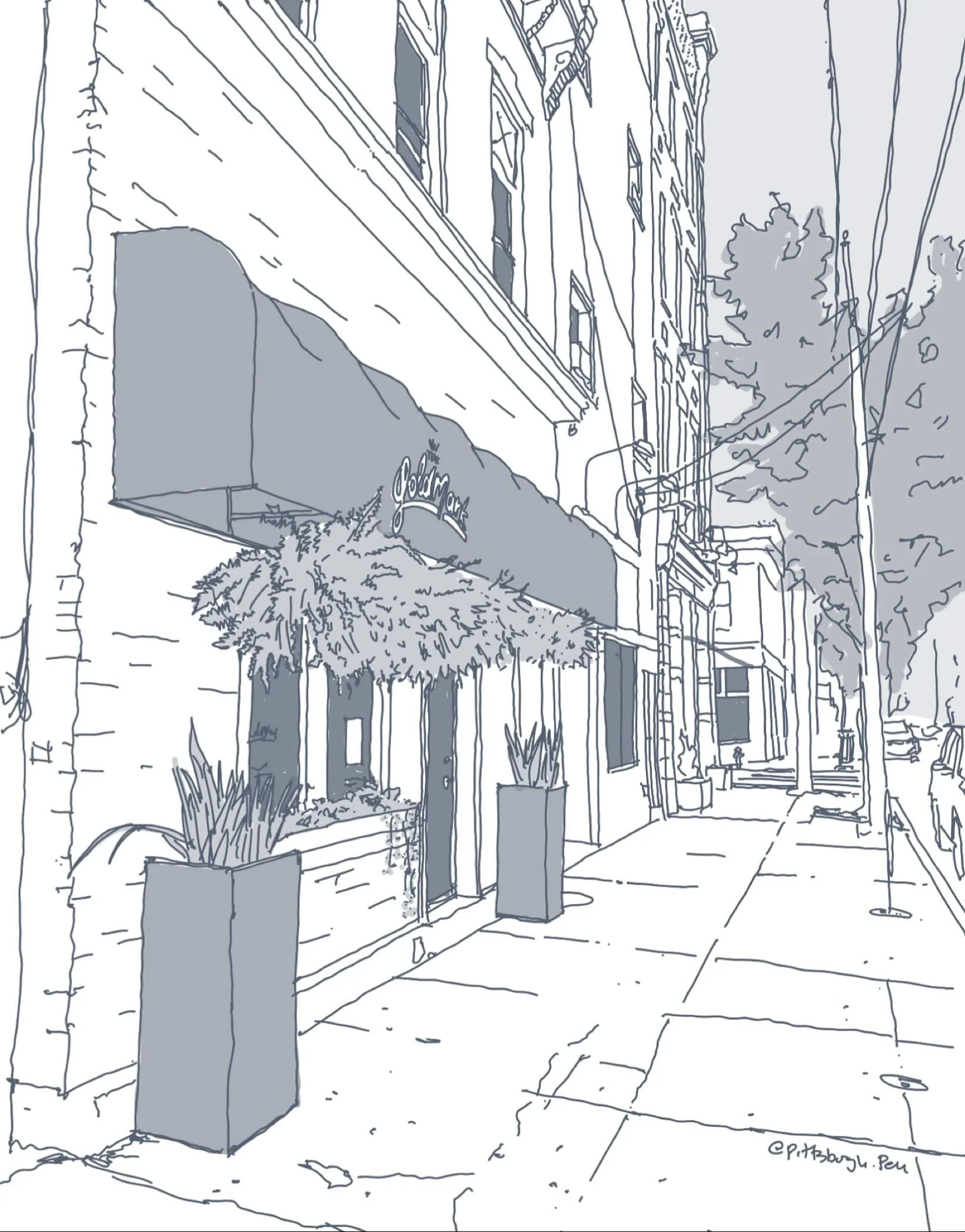 Butler Street
@thegoldmark

#pittsburgh #412 #pgh #sketching #sketch #lawrenceville #pittsburghart #pittsburghartist #handsketch #illustration #urbansketching #urbansketch #streetscape