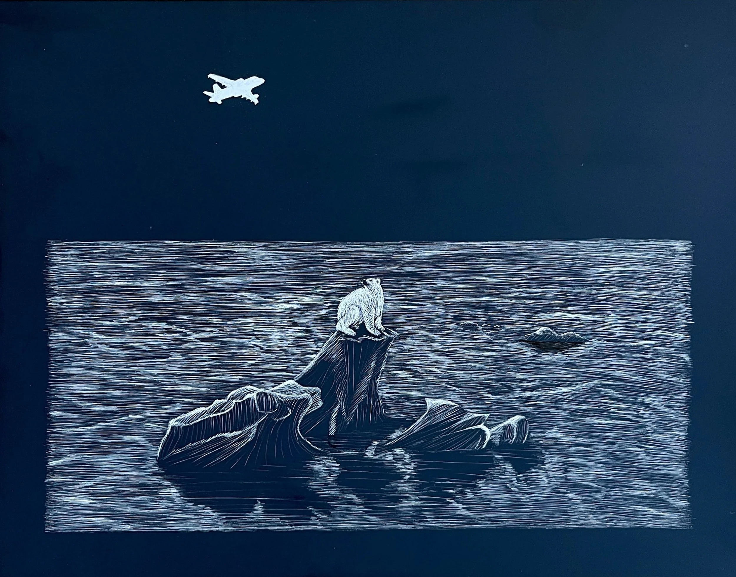 Scratchboard landscape from 2023