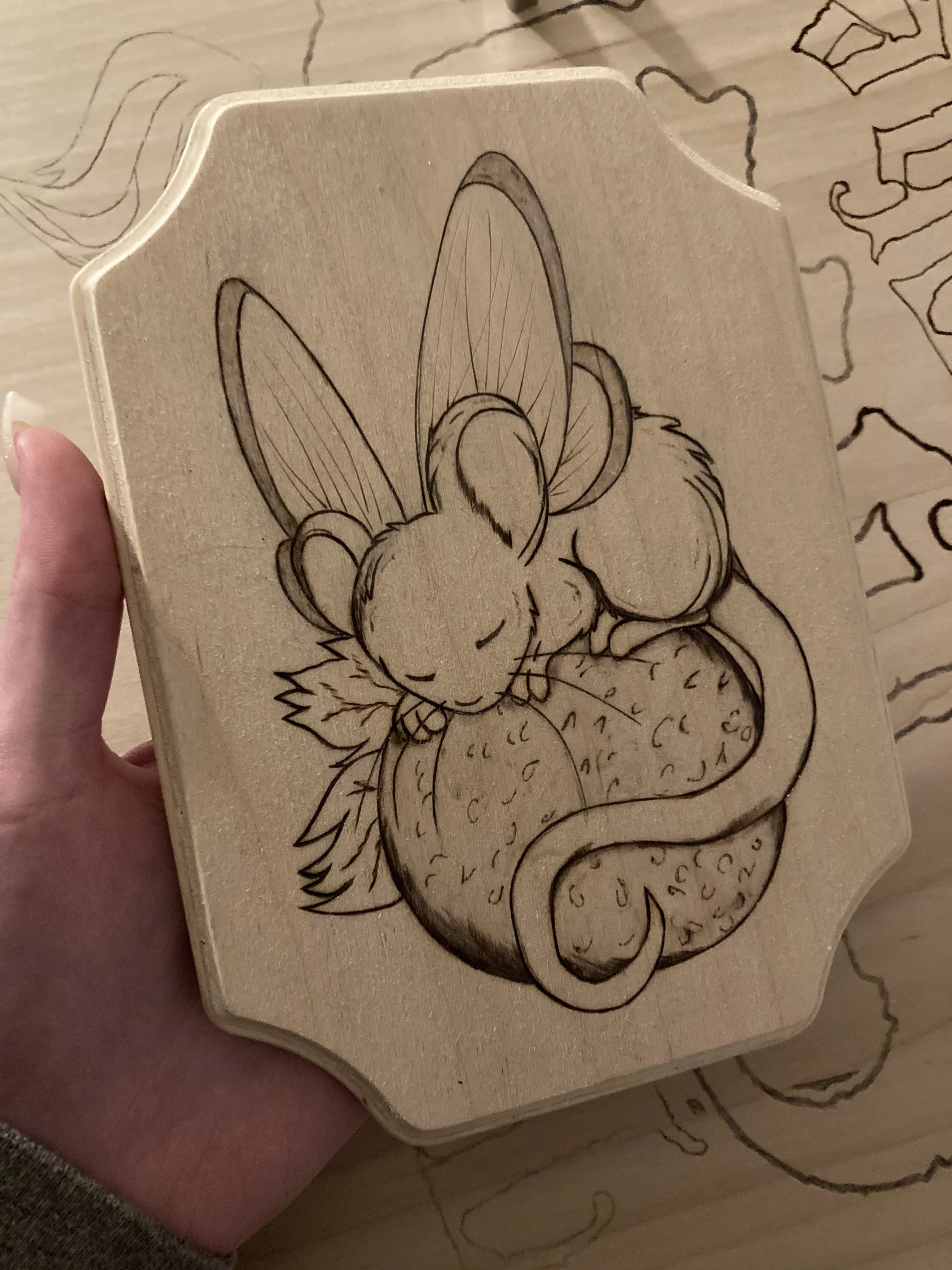 Wood burned plaque, 2021