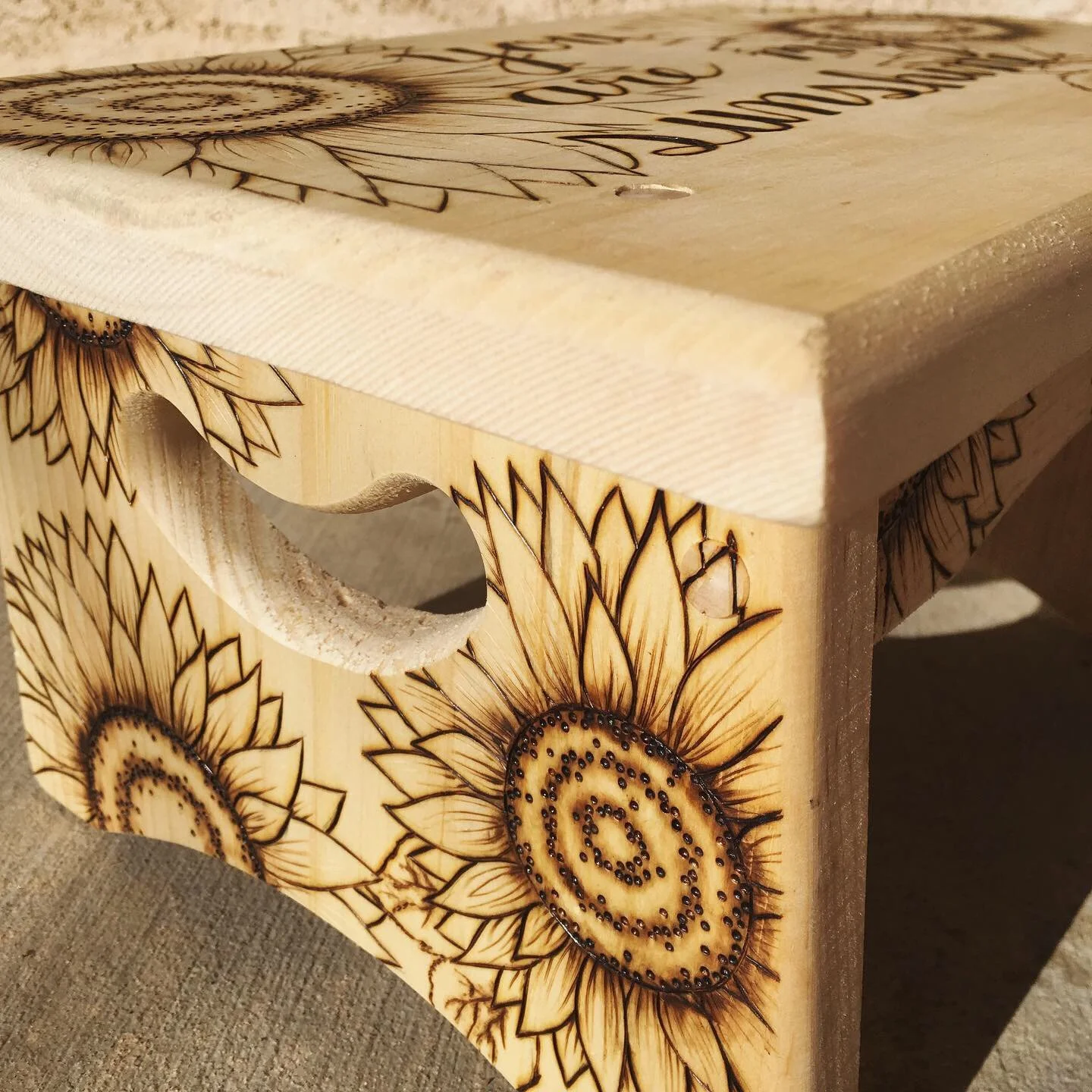 Burned stepping stool, 2019