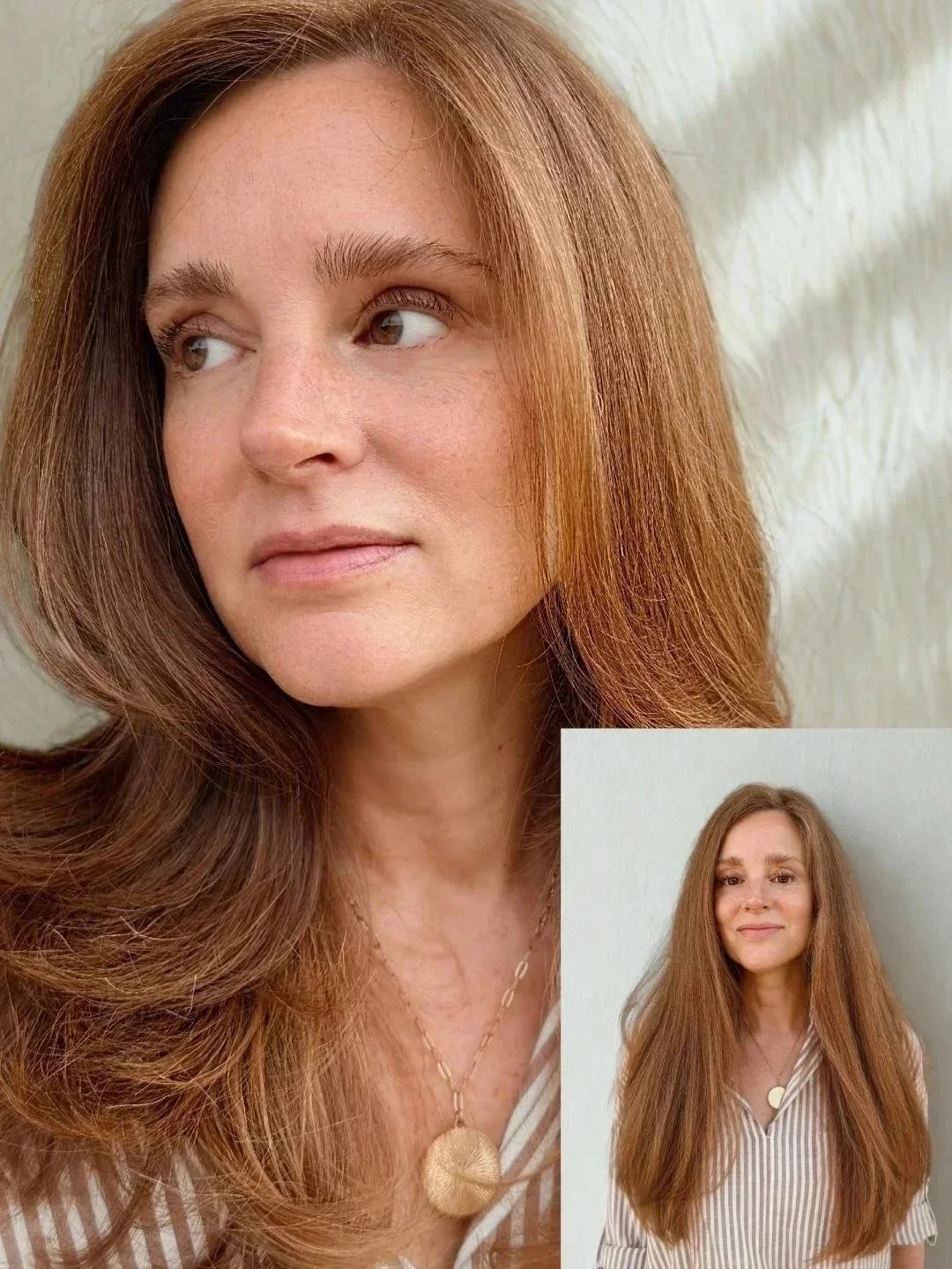 Carefully carved cut for thick hair to remove heaviness and lift facial structure.