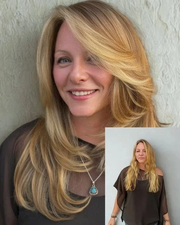 Face framing color with dimension. Carefully carved cut for facial lift, softening features and overall manageability.

