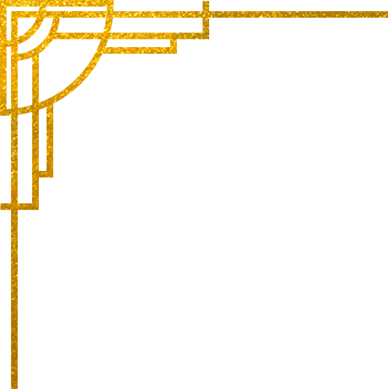 Gold top left corner border with an art deco design