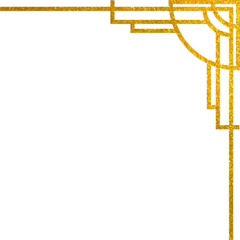 Gold top right corner border with an art deco design