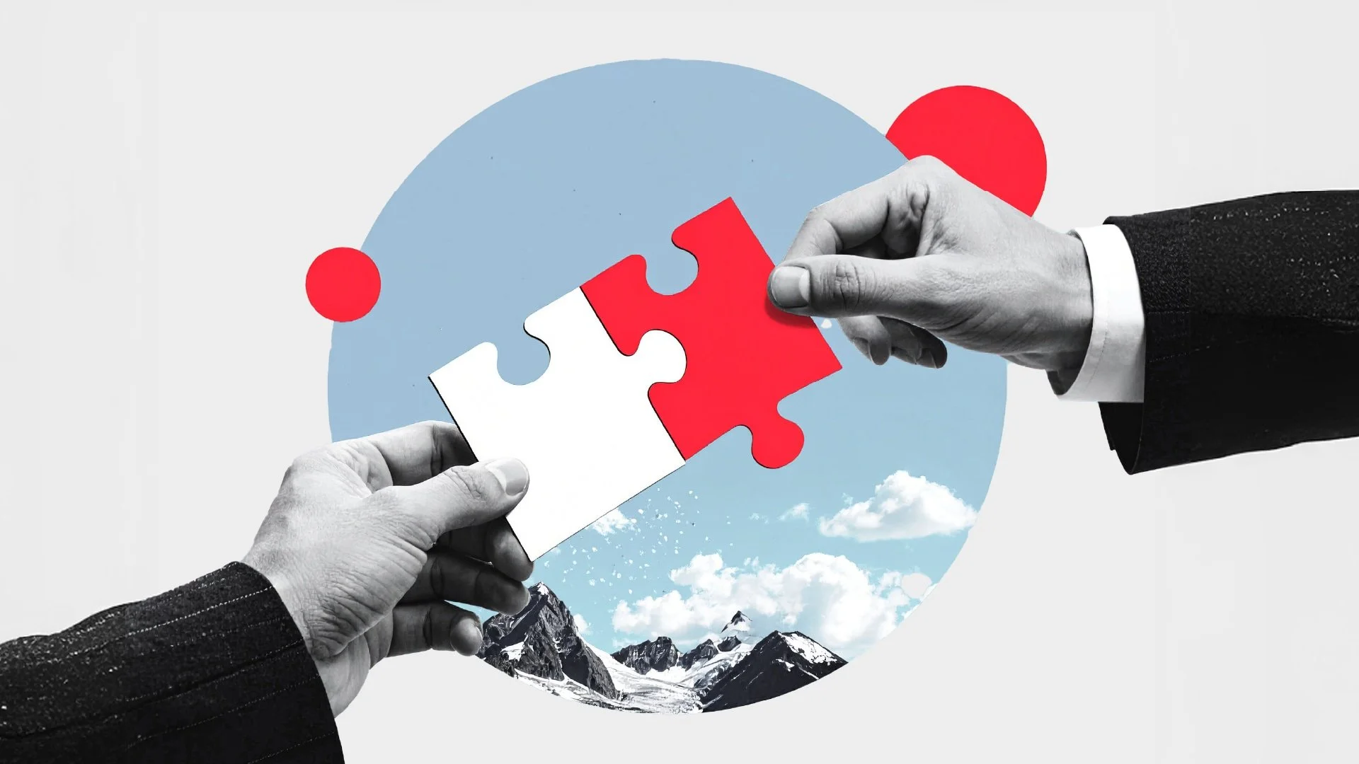 An abstract puzzle graphic representing the complex but essential components of building a strong and cohesive insurance company culture.