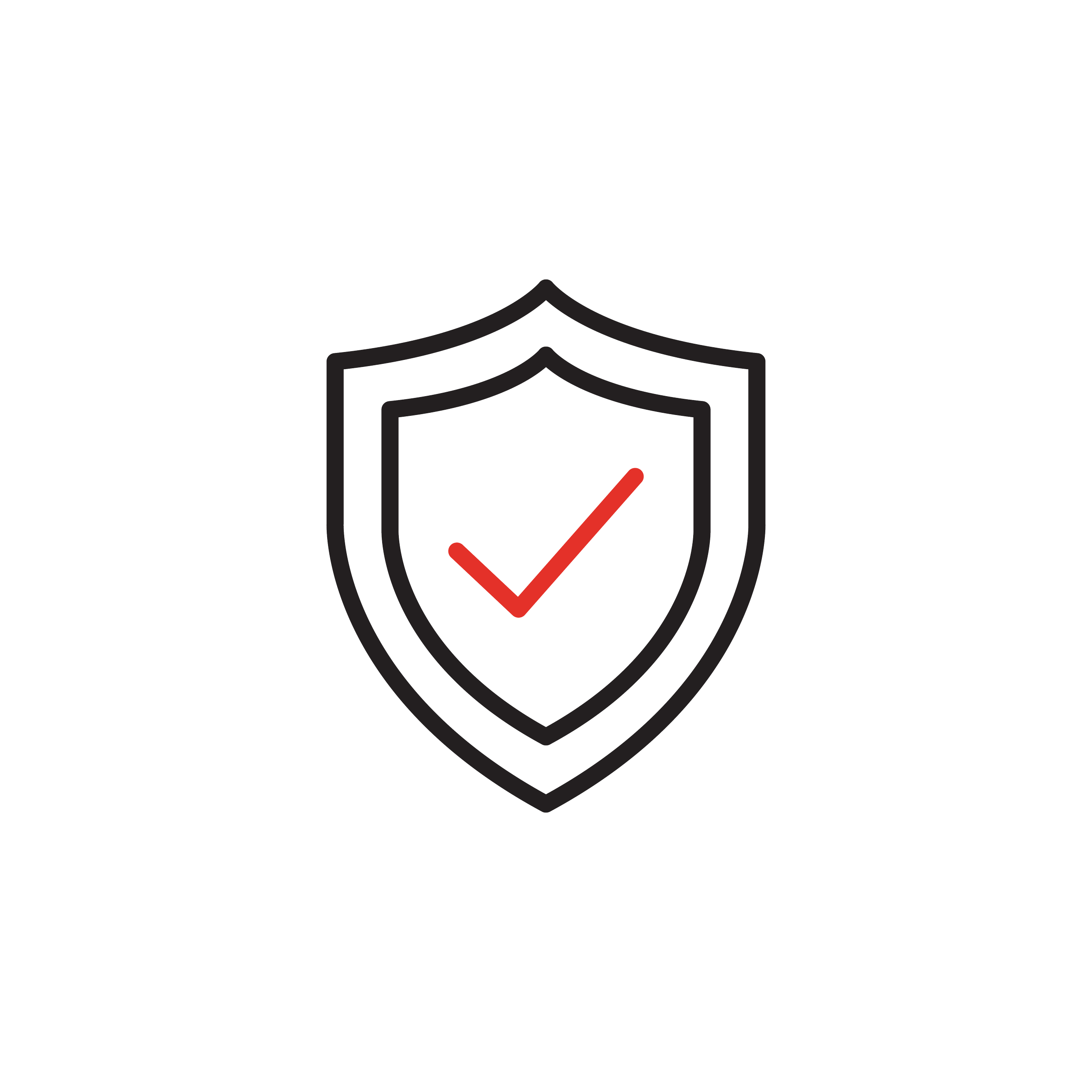 Shield icon with a checkmark inside, representing security or protection.