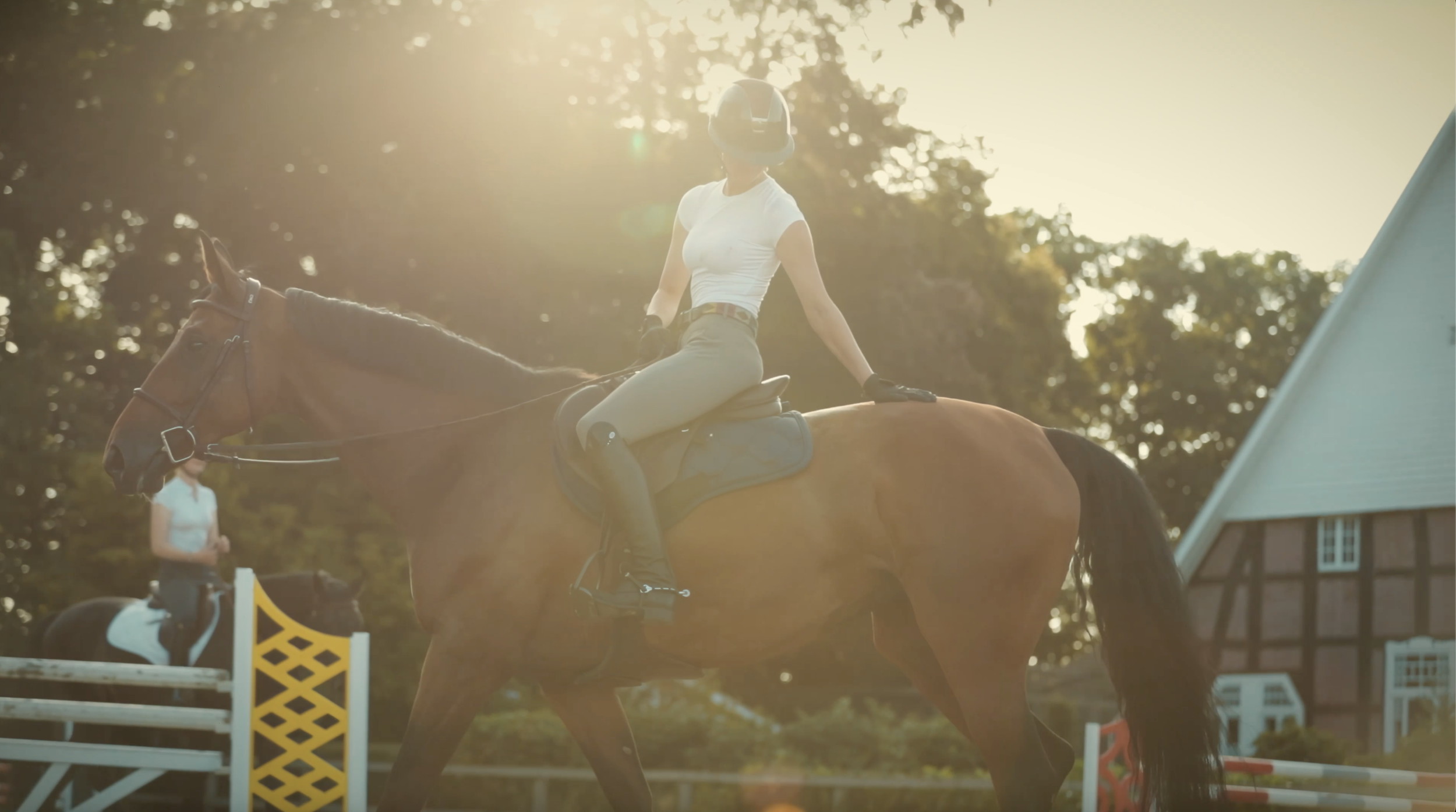 Girl and horse Sunset golden hour 