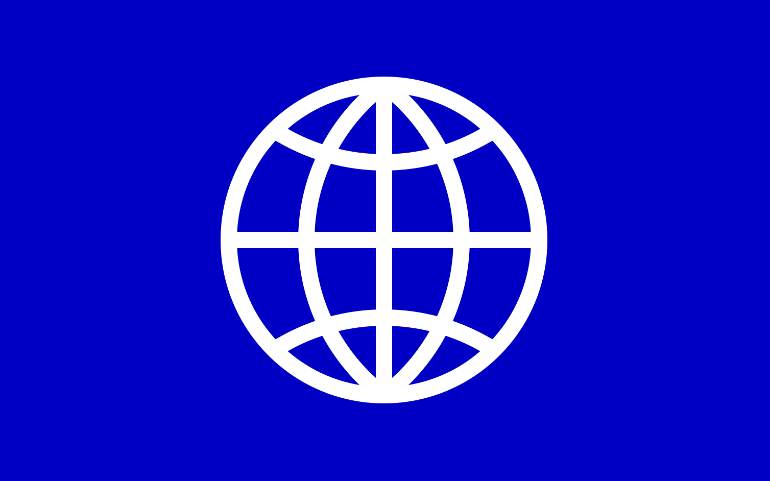 Blue flag with a white globe symbol in the center.