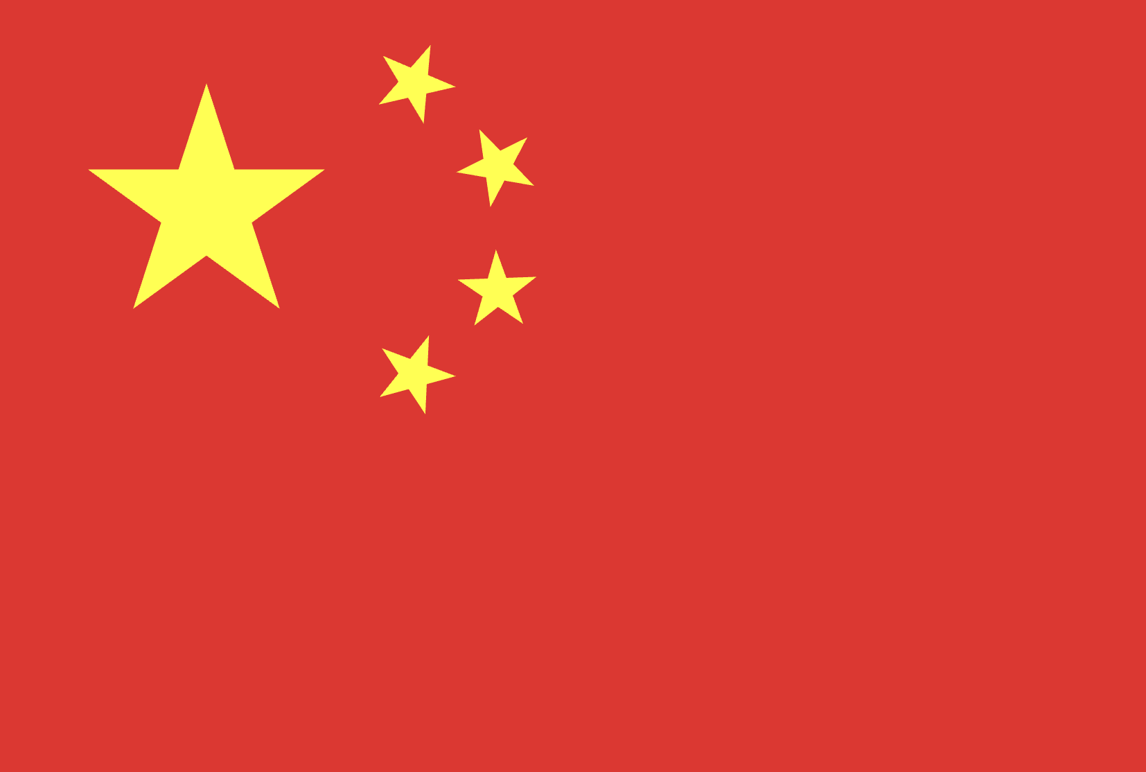 The national flag of China, featuring a red background with five yellow stars in the top left corner, one large star with four smaller stars arranged in a semicircle around it.