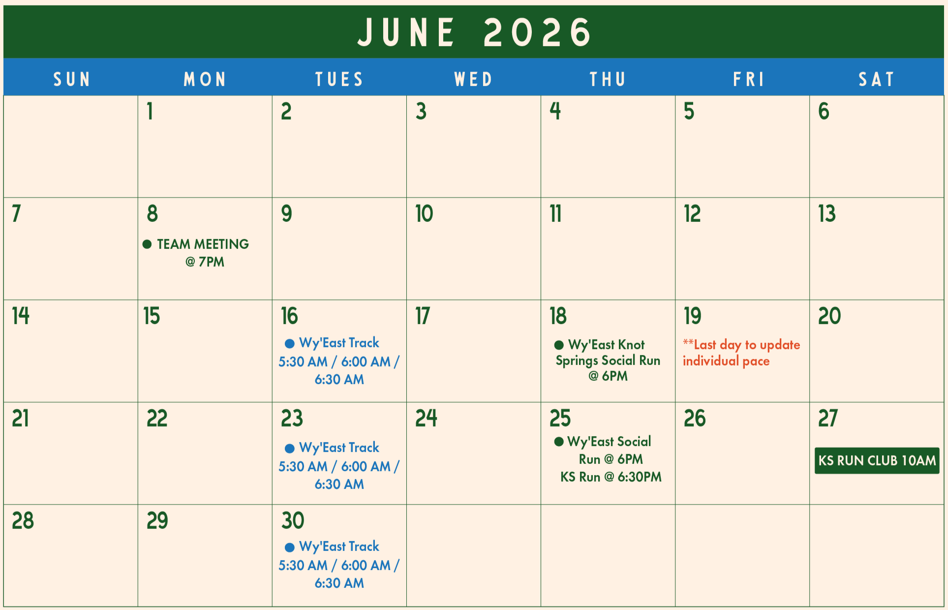 June Schedule