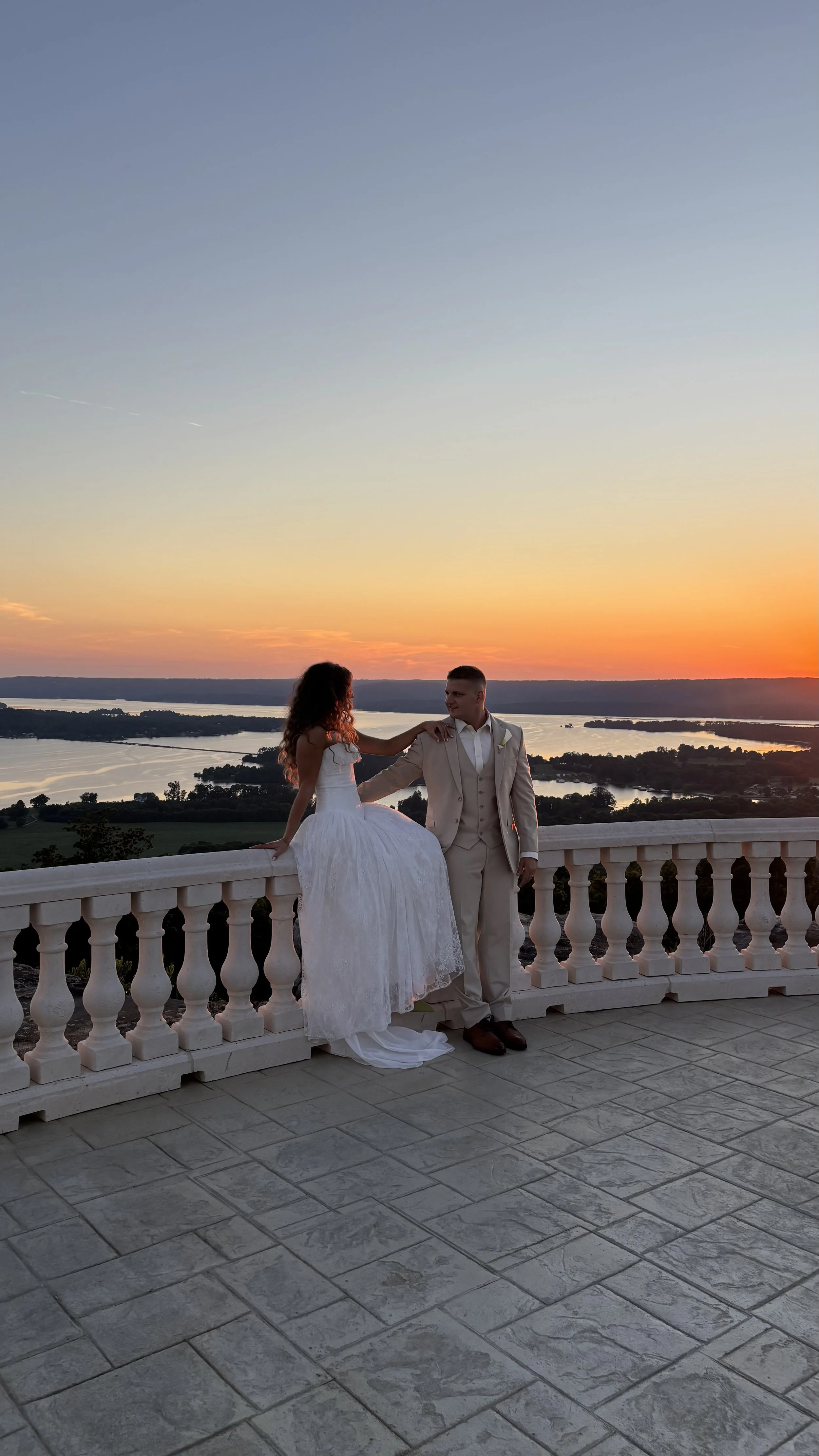 Stone Haven wedding couple portraits at sunset. Captured by wedding content creator.