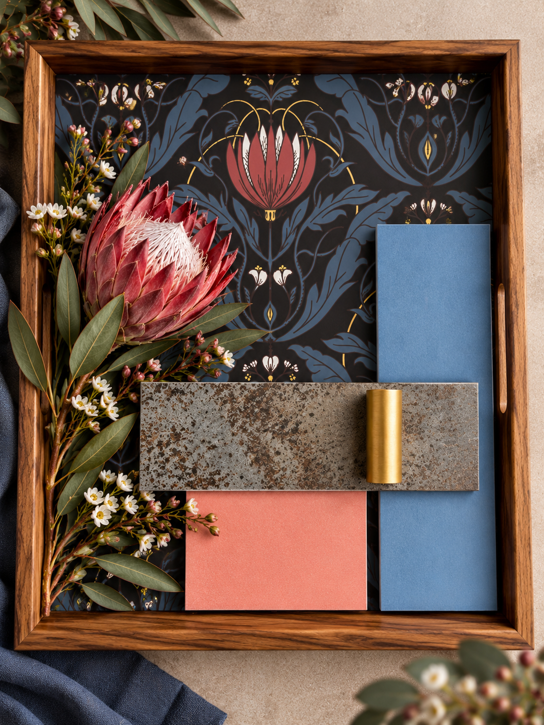 Powder Room moodbard inspired by Protea Flower 