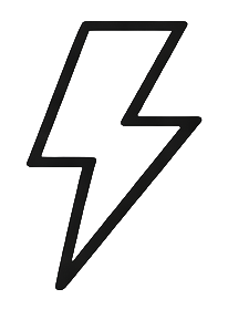 Black lightning bolt symbol on a white background.