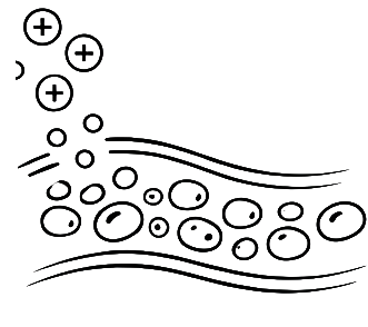 An illustration of electrolytes entering into the bloodstream, showing how hydration can work.