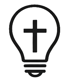 A lightbulb icon with a cross inside, symbolizing faith or faith-based ideas.