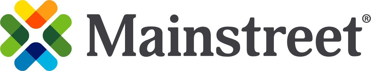 Mainstreet logo featuring four interlocking, multicolored squares with a white cross in the center and the word 'Mainstreet' in gray text.
