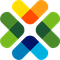 A logo composed of overlapping colored squares in green, blue, and yellow forming a symmetrical pattern.