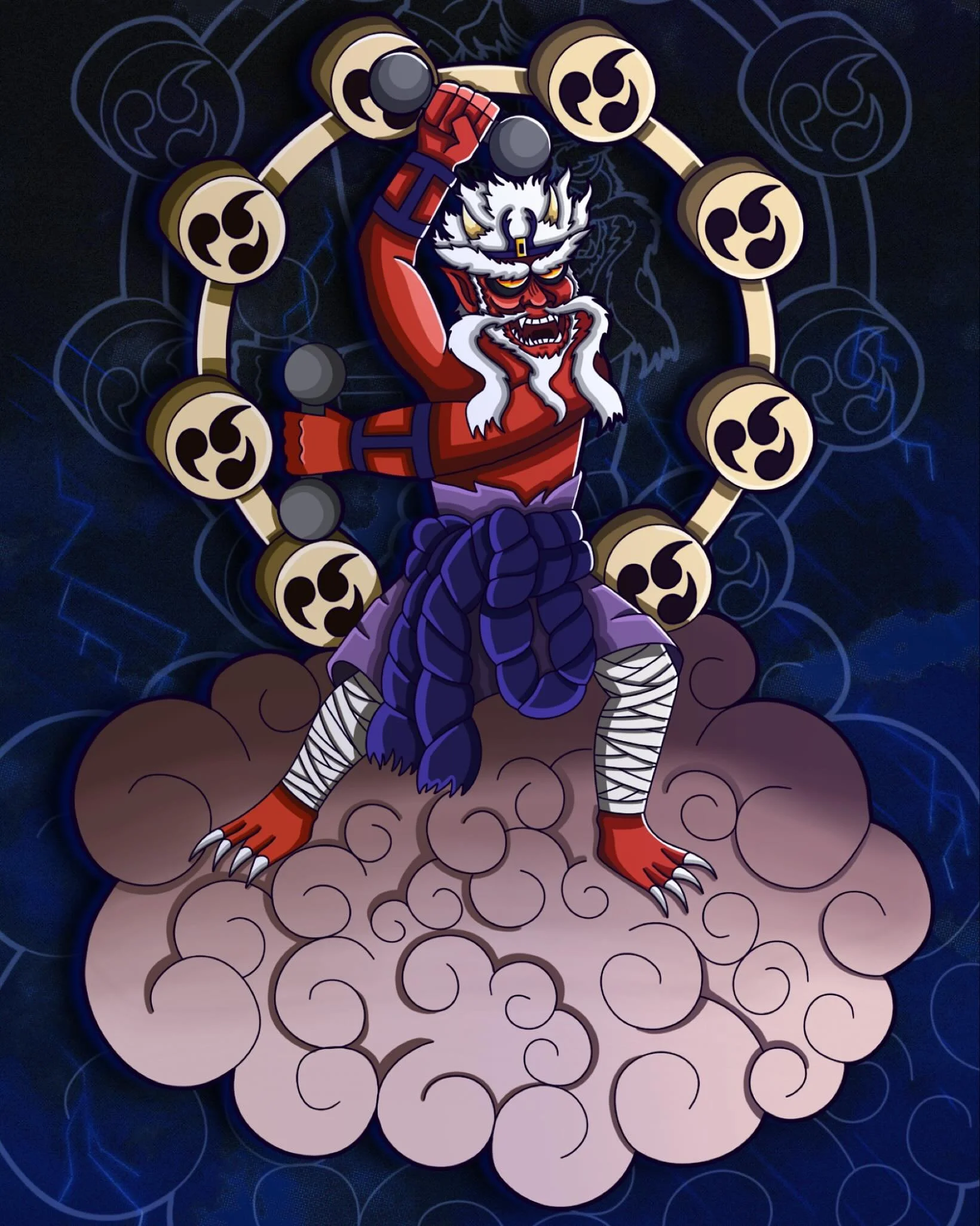 &ldquo;Raijin: God of Thunder&rdquo; a Japanese mythology inspired design. #digitalart #japaneseart #raijin #japaneseculture #design #artlover