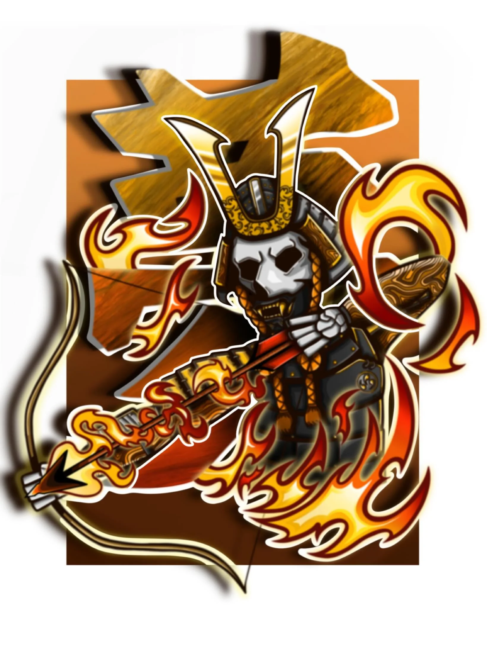 An undead samurai with the power of flame. He died in battle before he could fulfill his dream of protecting his homeland. #digitalillustration #digitalartist #samurai #archer #japaneseculture #fypage #artwork