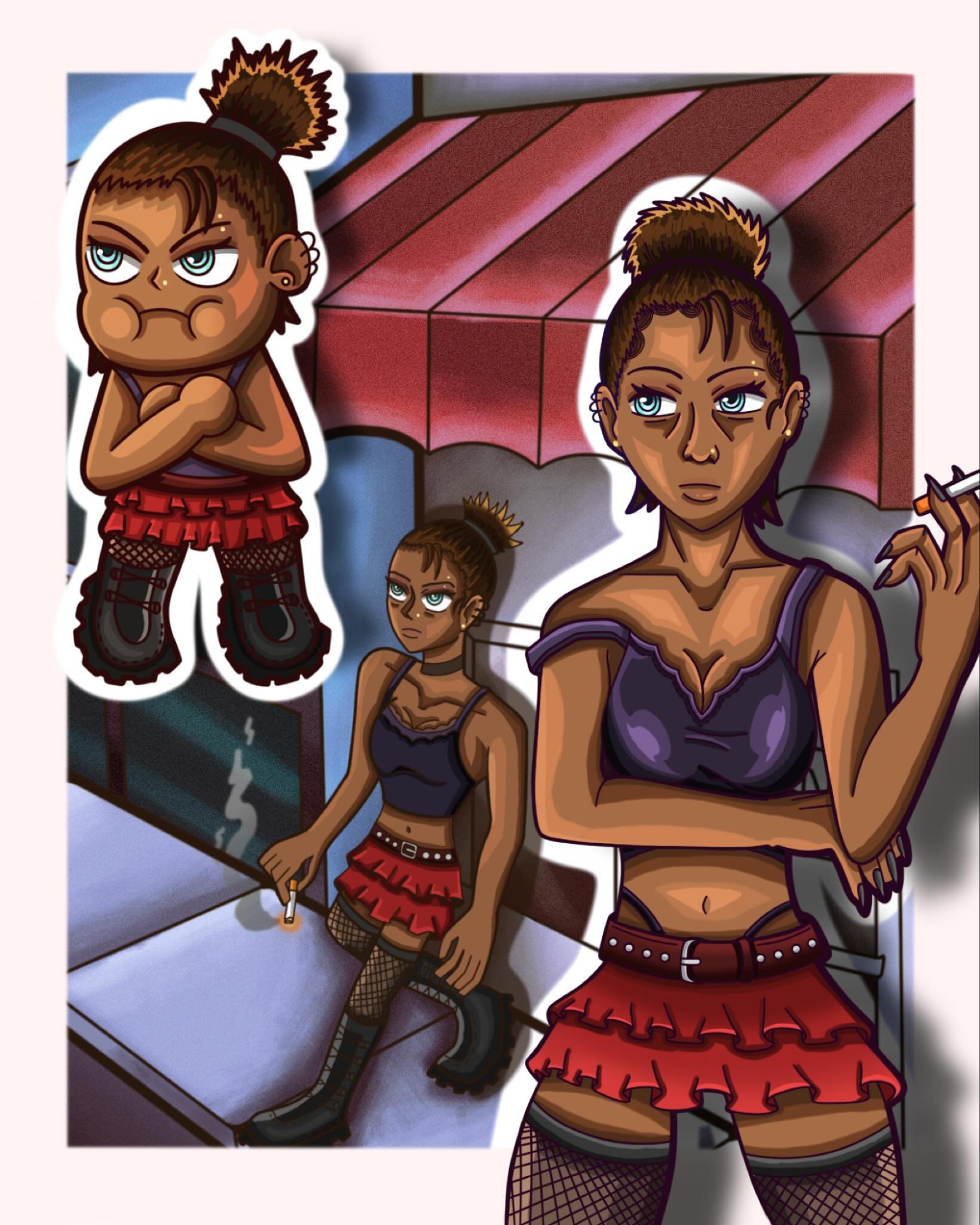 Having fun with some character design I don&rsquo;t have a name for her, but I kept thinking about drawing this sort of goth/punk who is a loner by choice ☺️ if you have name suggestions I&rsquo;d love to hear em #digitalart #digitaldrawing #characte