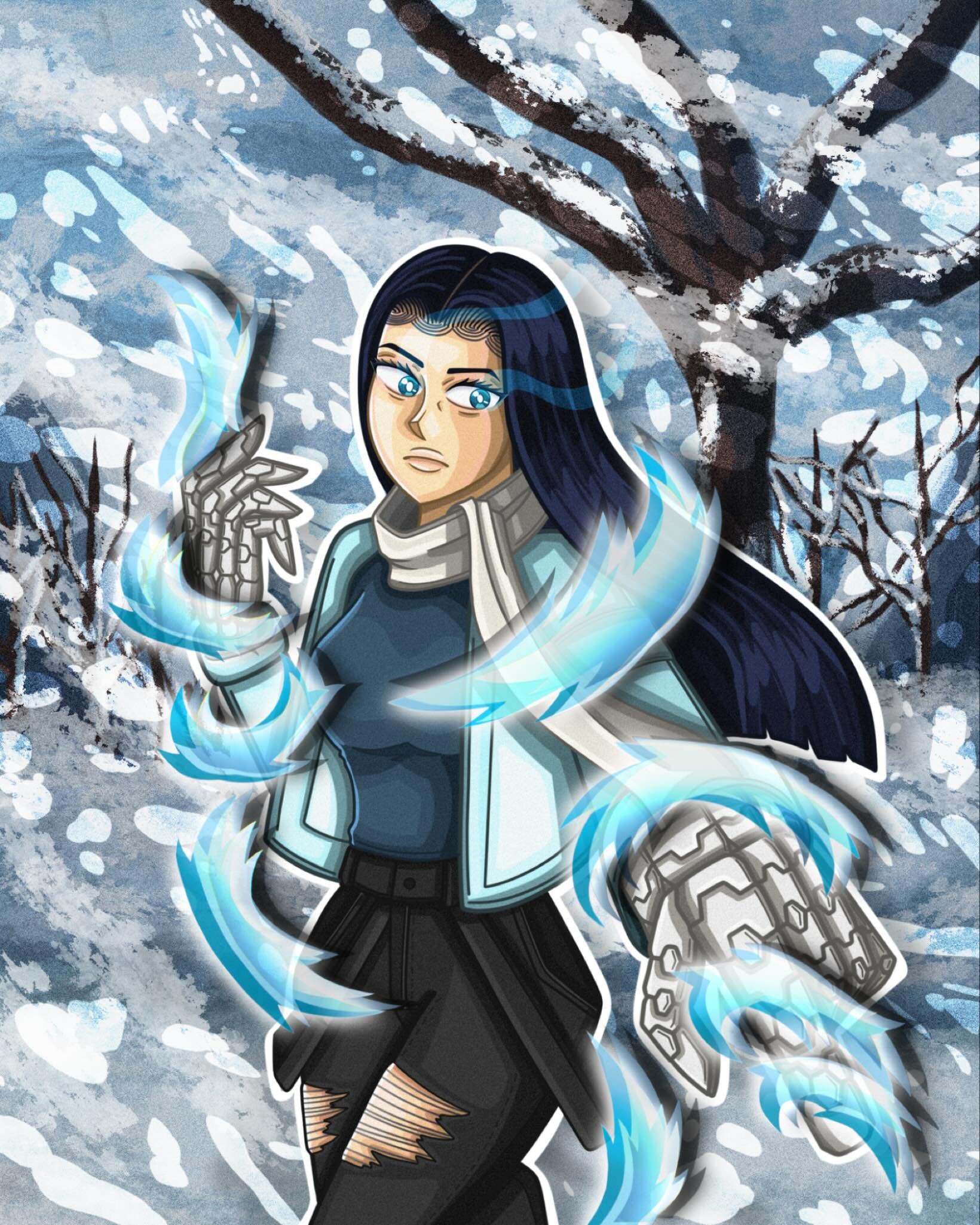 OC: Drew a modern day version of a snow woman named Yuki with the power of ice🥶 #oc #fyp #digitalart #digitaldrawing #artist