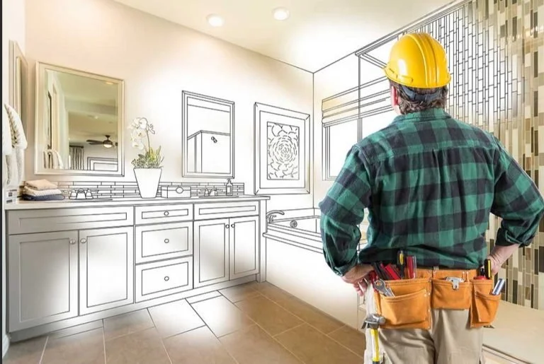 Geometric drawing of an outline square with sections divided by vertical, horizontal, and half circle lines.