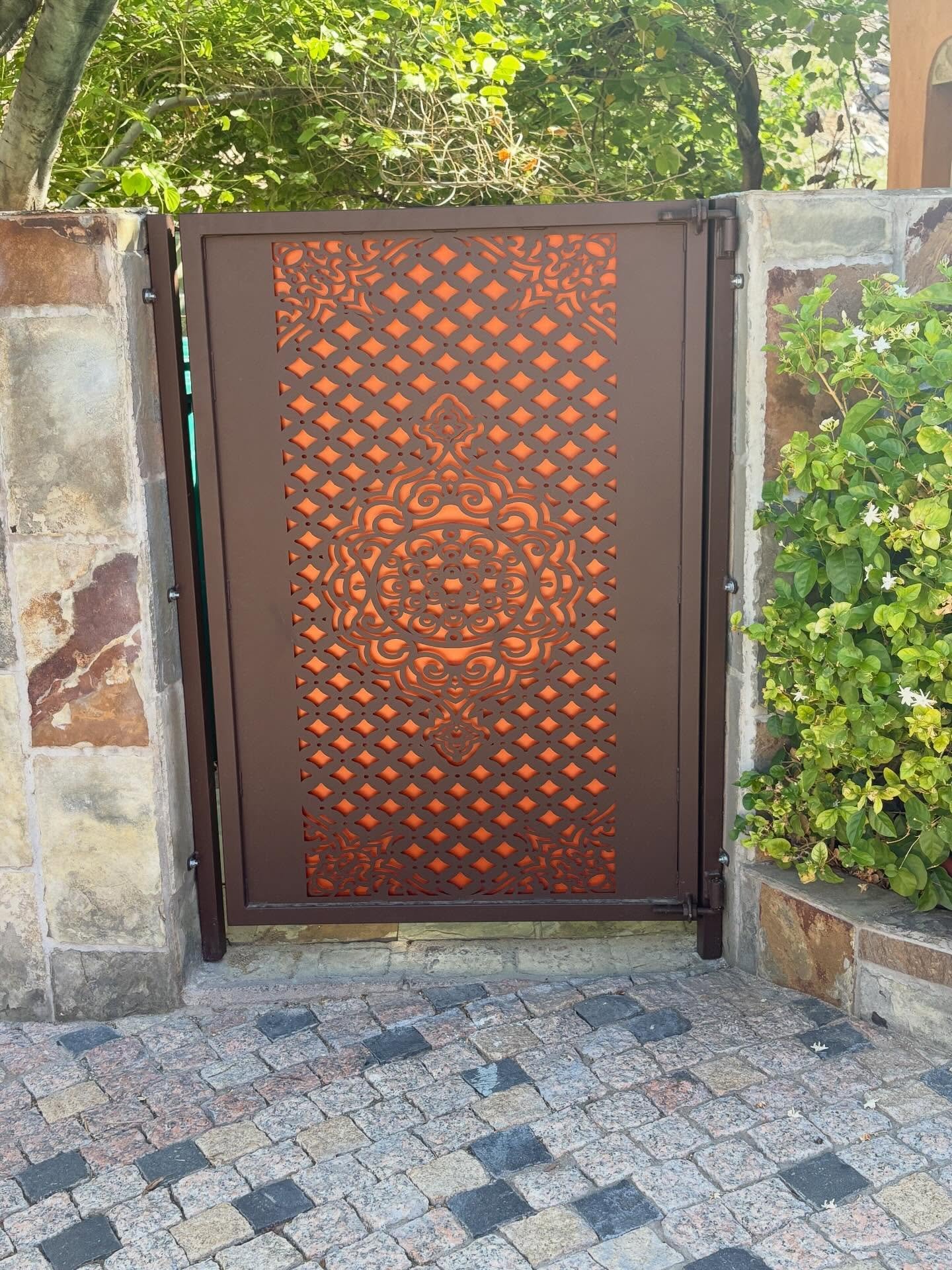 First cut gate with the new laser machine customer picked out the design and color to match other elements around her property.