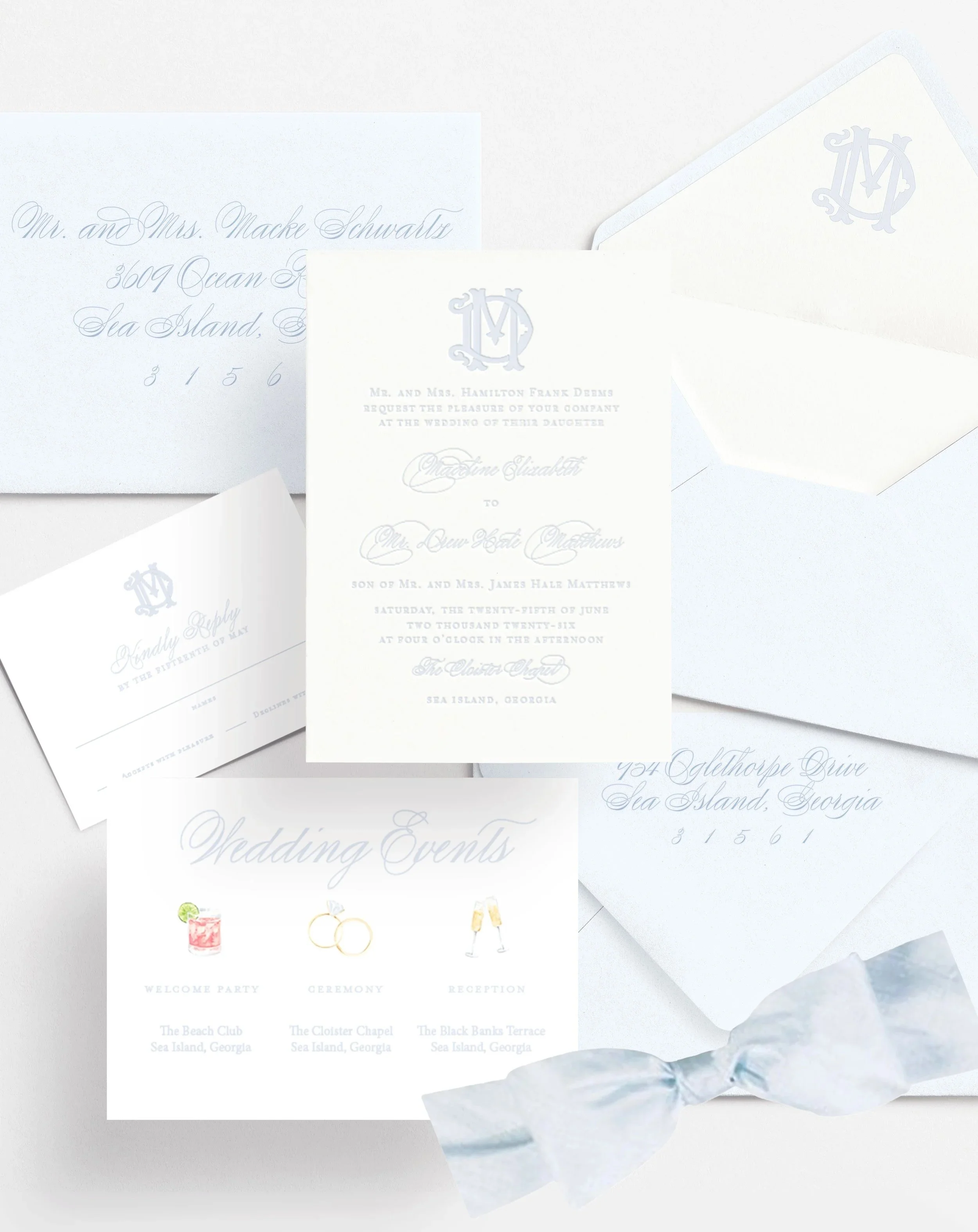 Luxury paper to match a Sea Island Costal Wedding