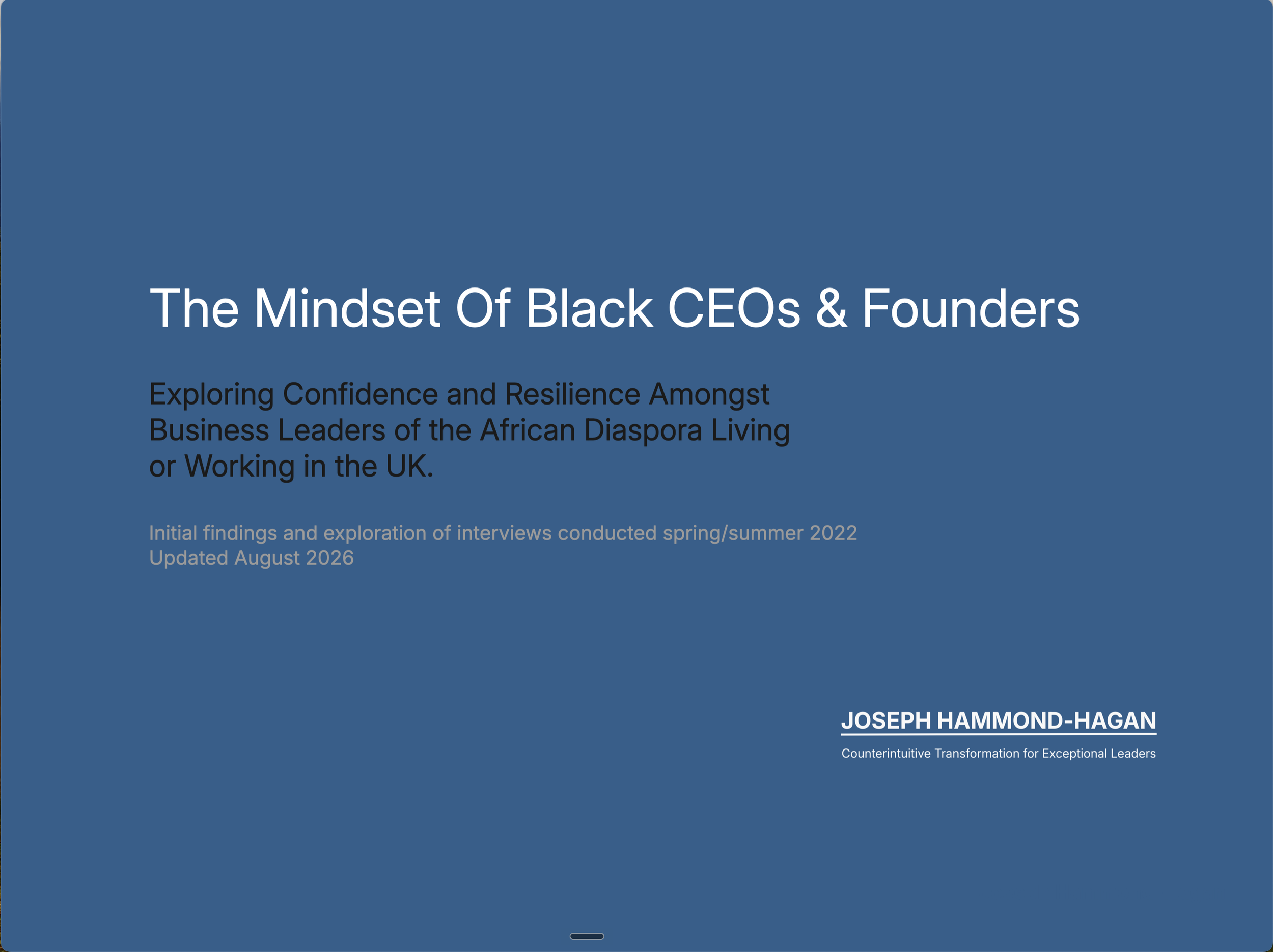 The Mindset of Black CEOs and Founders