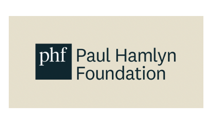 Paul Hamlyn Foundation logo with a beige background and dark green and white text.