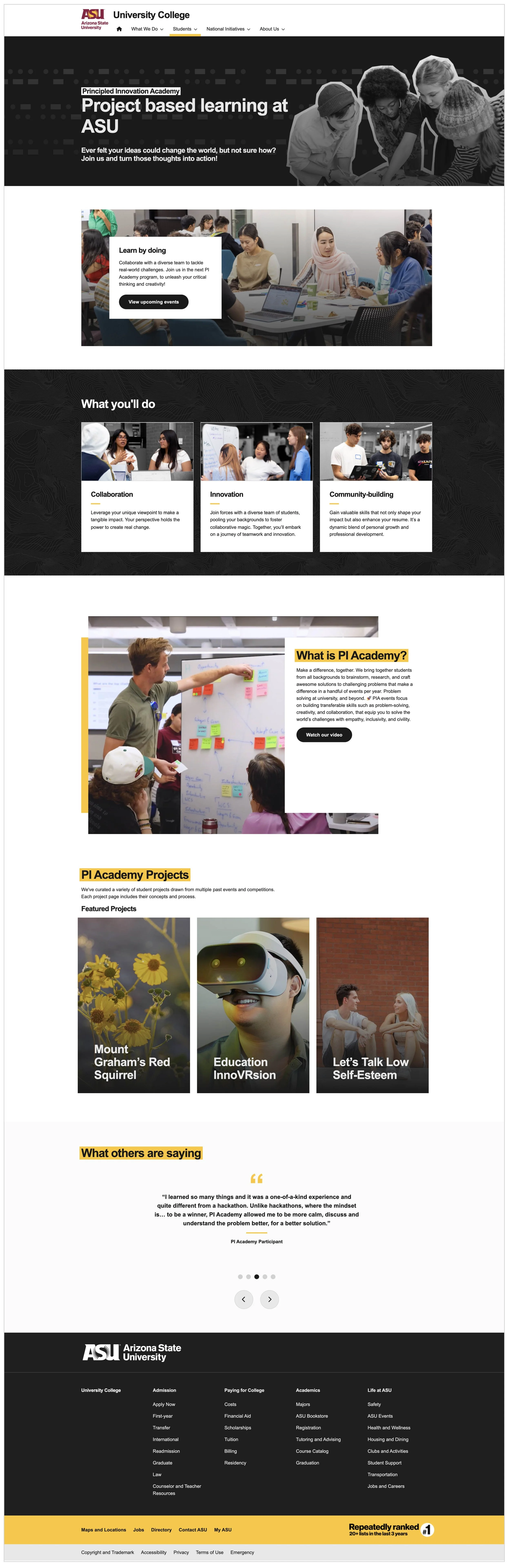 Principled Innovation Academy Website Design