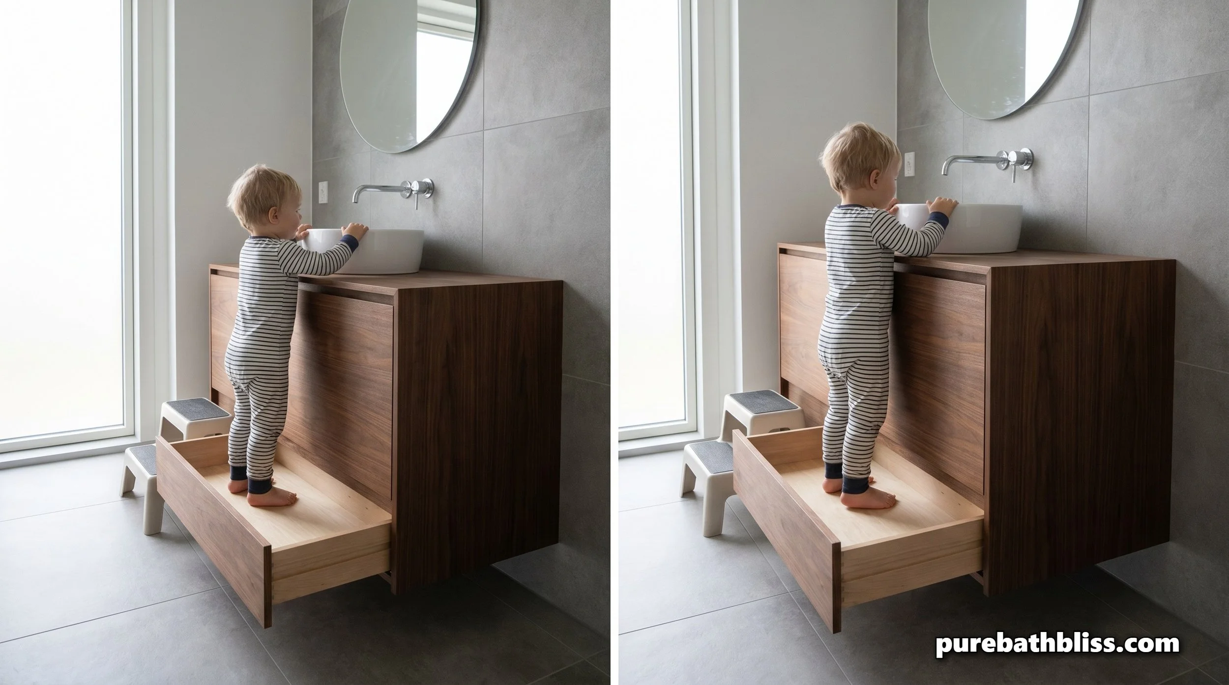 The Built-in Toe-Kick Step: A Bathroom Independence Hack