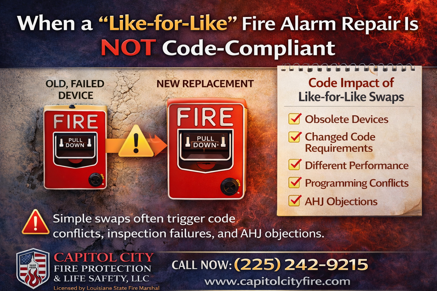 When a “Like-for-Like” Fire Alarm Repair Is Not Code-Compliant!