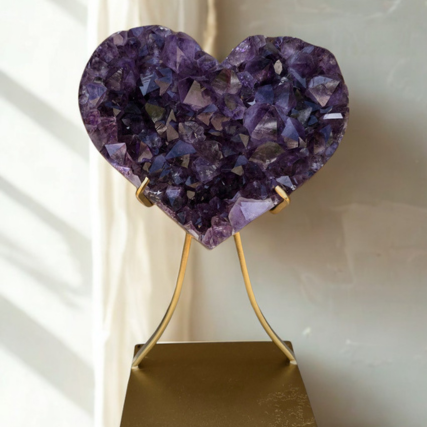 Amethyst Heart on Stand
