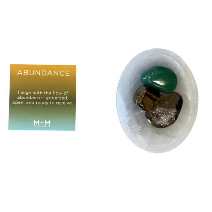 Sacred Selenite Crystal Cleansing + Charging Bowl Set - Abundance