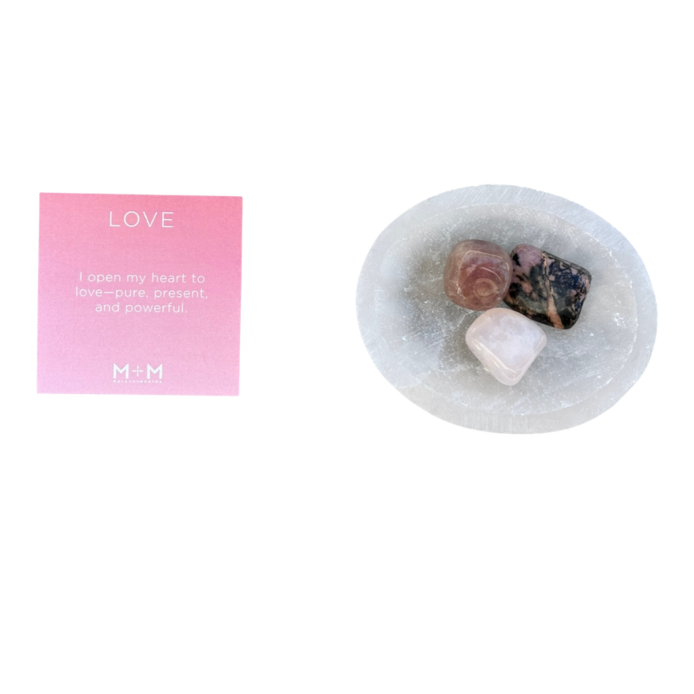 Sacred Selenite Crystal Cleansing + Charging Bowl Set - Love