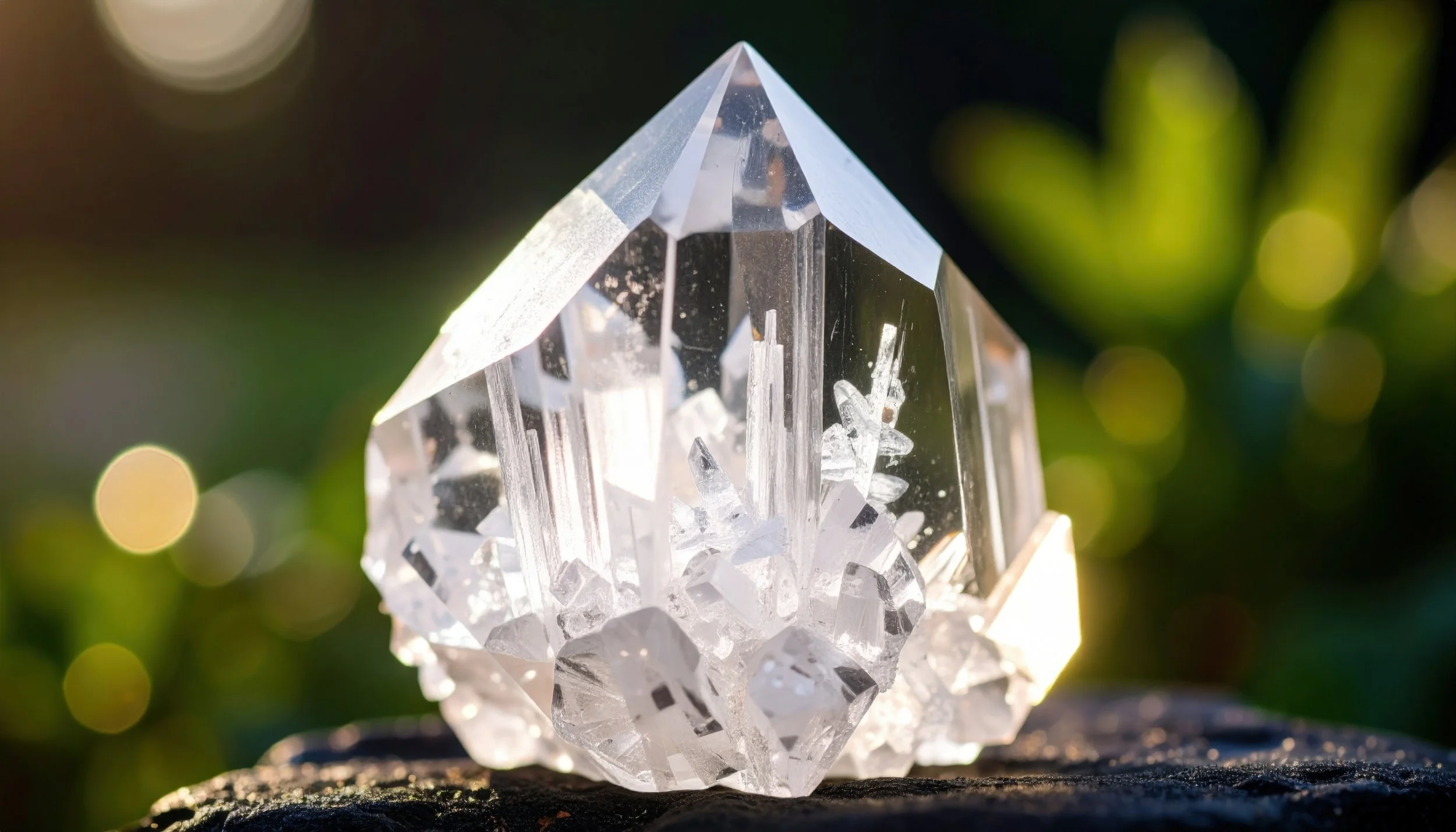 Heal by crystals: Close-up of a clear quartz crystal the master healer