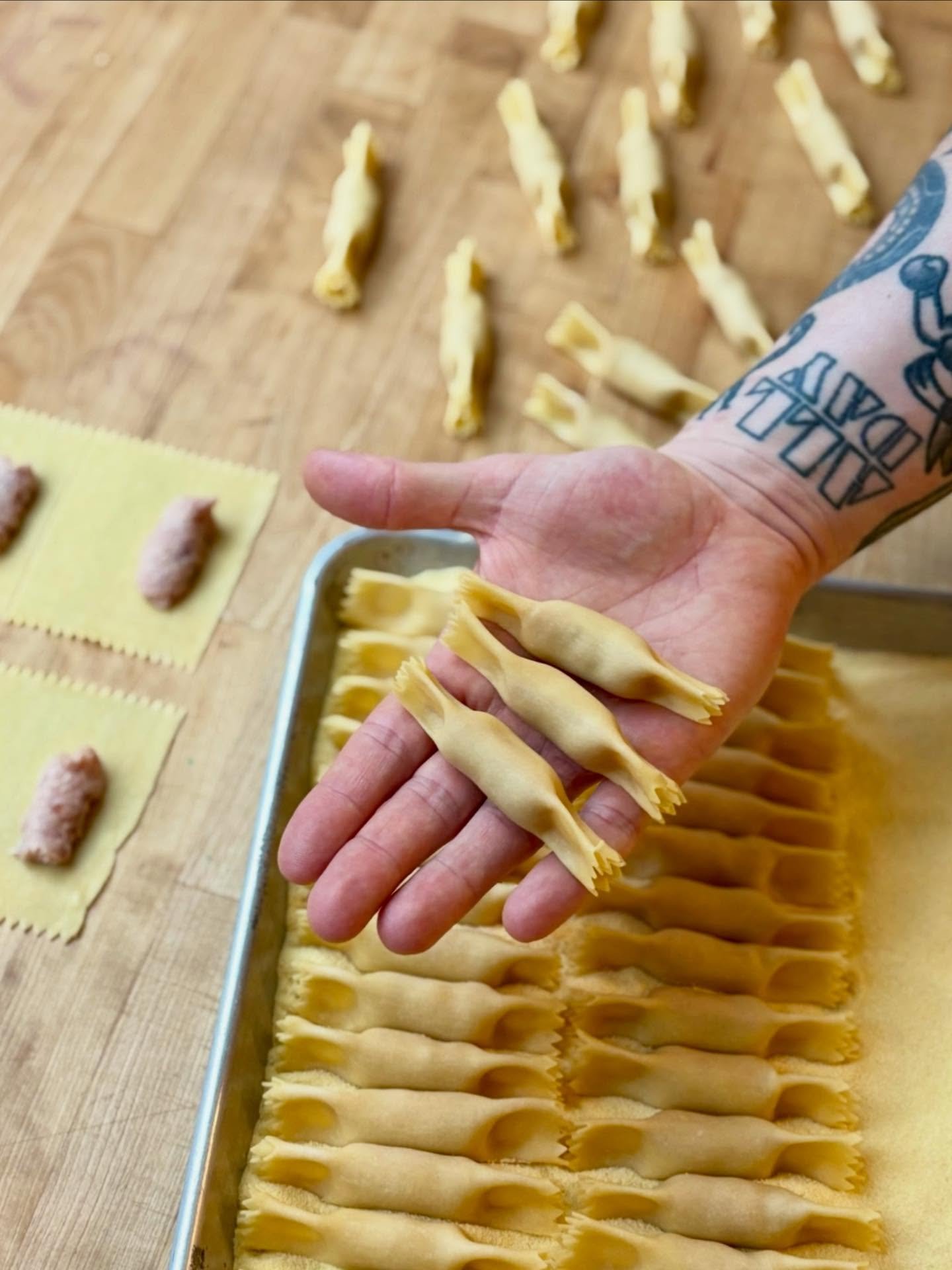 Caramelle on Capitol Hill 🤌 
Chef @jimmysemolina with the beautiful crafting! 

#caramelle #filledpasta #handmadepasta #seattlepasta #seattlehandmadepasta #seattlerestaurants #capitolhillseattle