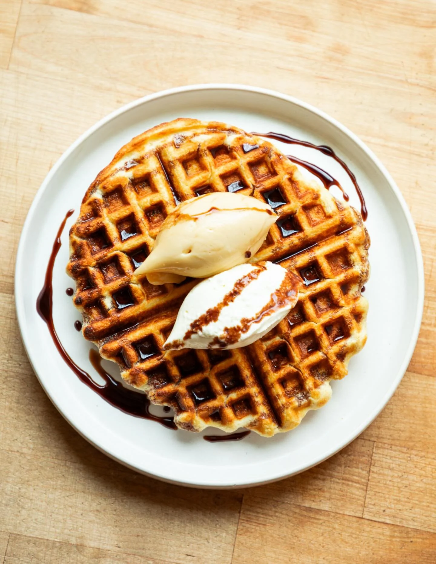 Semolina Waffle 🧇 maple butter, salted whipped cream, saba. Because yes it&rsquo;s brunch day!!!! 

See you on Summit Ave for waffles, and Queen Anne for Quick Stop☕️ Doors open 9a-12p, online ordering is available for pick-up. 

📷 @laurenmaxphoto 