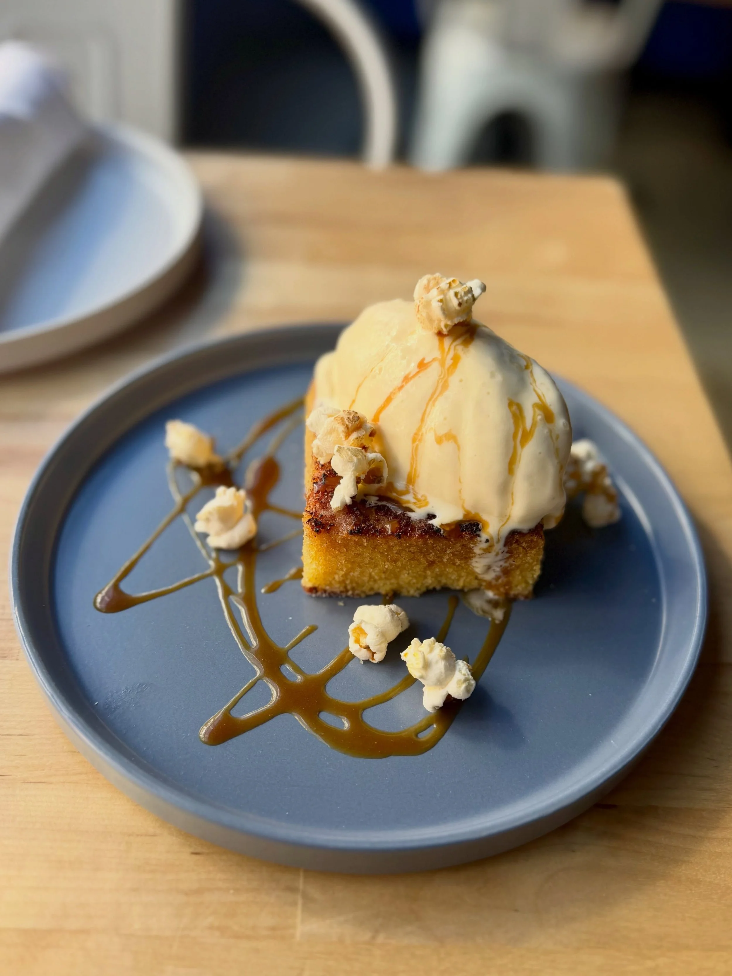 YES PLEASE CORN SZN 😍🌽 
Br&ucirc;l&eacute;e Cornbread Cake &mdash; salted caramel, fresh popped popcorn, corn ice cream. Every little bit made in house. Weekend special treat in Queen Anne! 

Don&rsquo;t forget!!!! Sat &amp; Sun: BRUNCH Capitol Hil