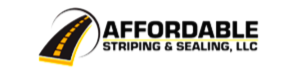 Logo for Affordable Striping & Sealing, LLC, featuring a stylized road with a yellow stripe