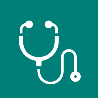 Icon of a stethoscope on a teal background